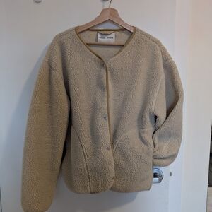 SAMSOE Off-white and Tan Teddy Jacket